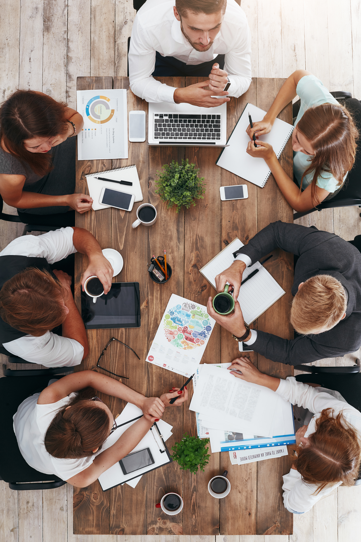 People working around a table