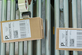 package on conveyor