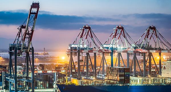 Port of Long Beach at night