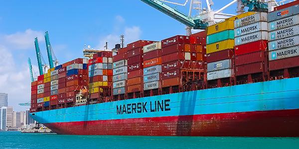 Maersk container ship in dock