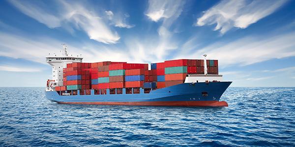 Container ship at sea