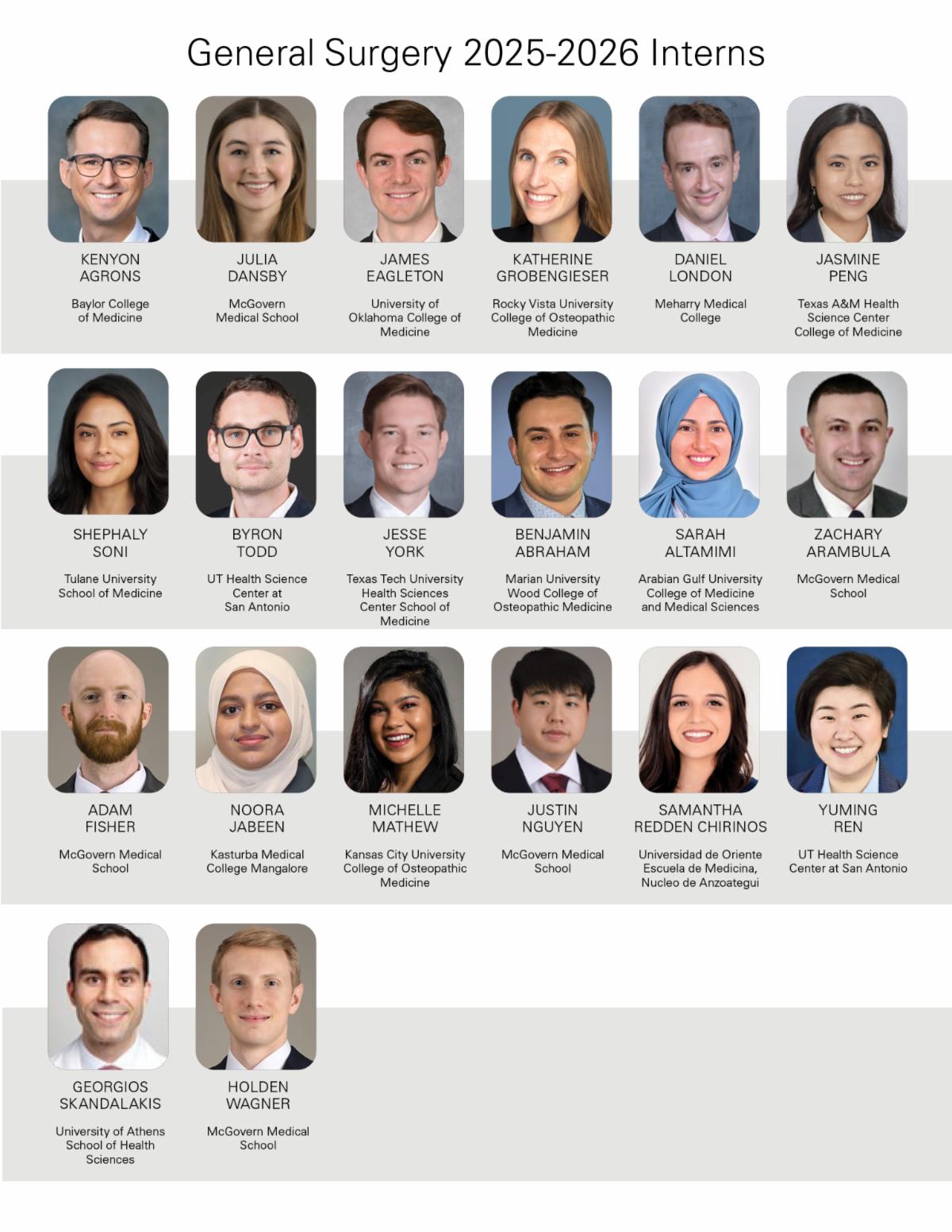2025-2026 General Surgery Interns