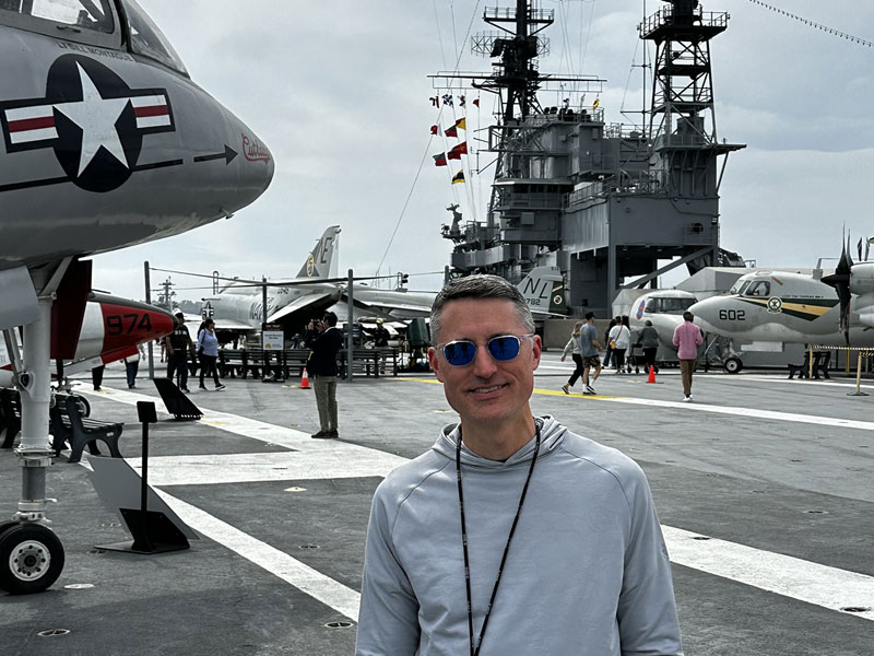 Dr. Scott "Maverick" McKnight at the USS Midway Museum.