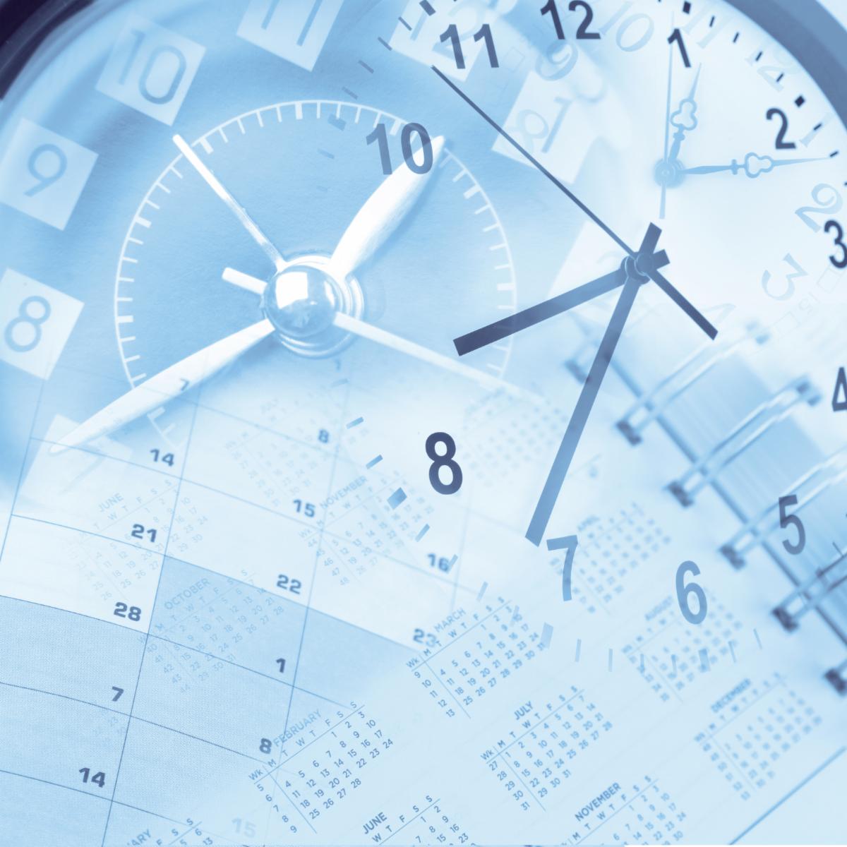 Clocks and calendars blue time composite time management
