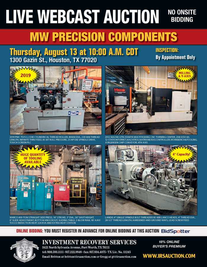 Investment Recovery Services - MW Precision Components
