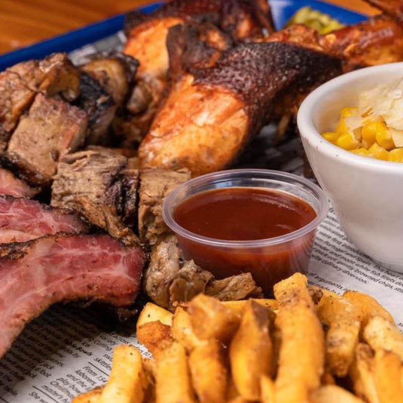 barbecue food and fries