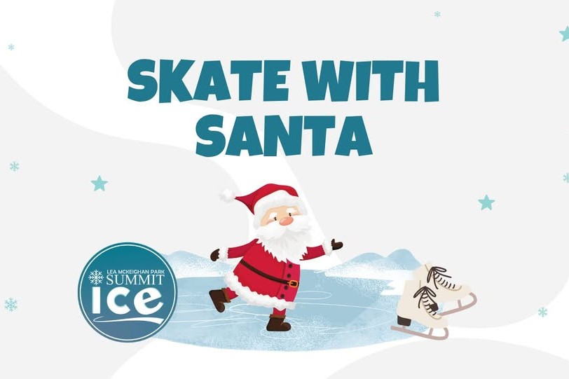 flat illustration of santa ice skating