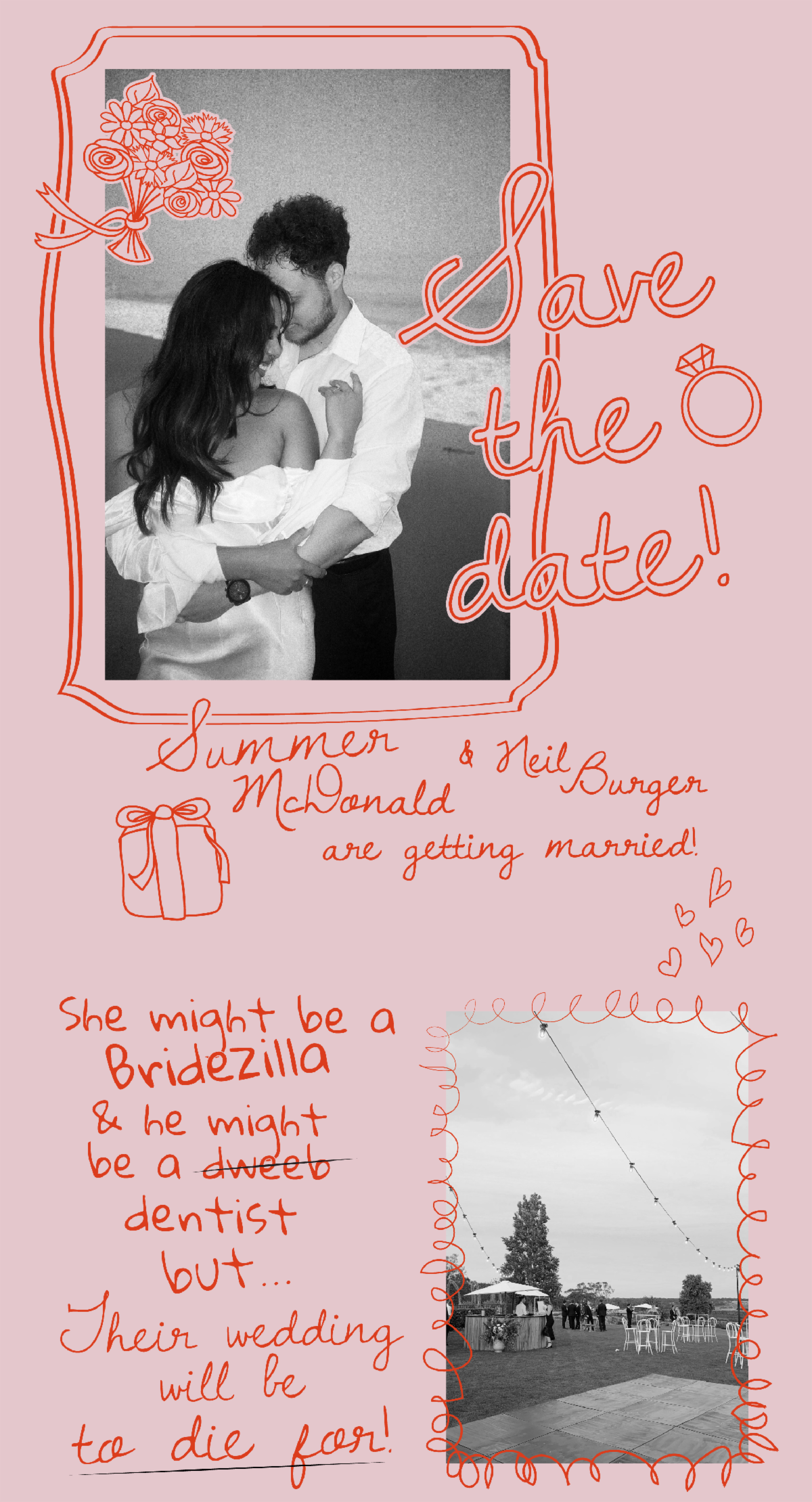 Save the date for the wedding of Summer McDonald & Neil Burger