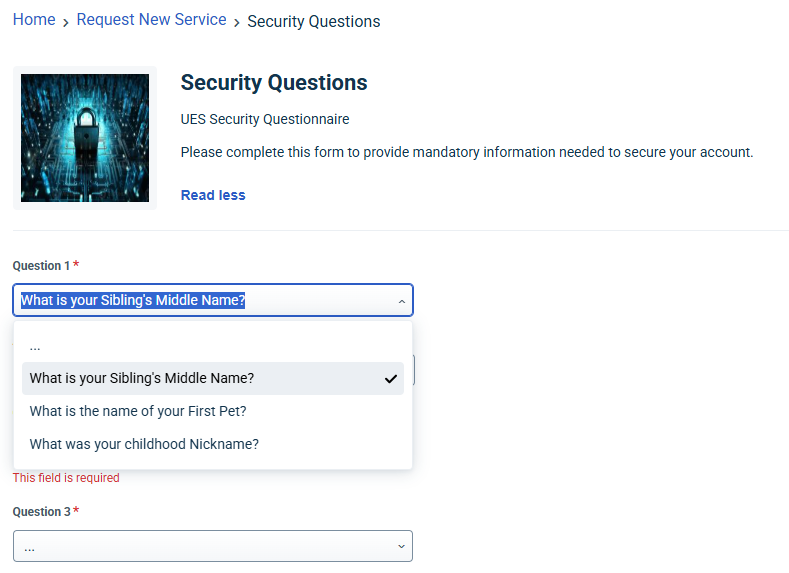 Creation of Security Questions Required for Secure IT Services