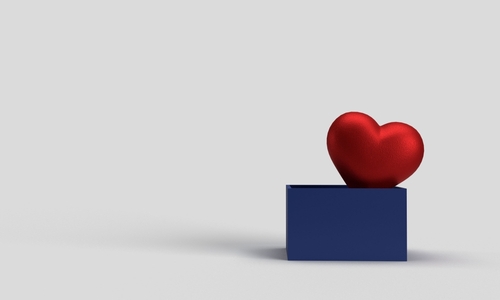 Red heart in blue box for GivingTuesday.