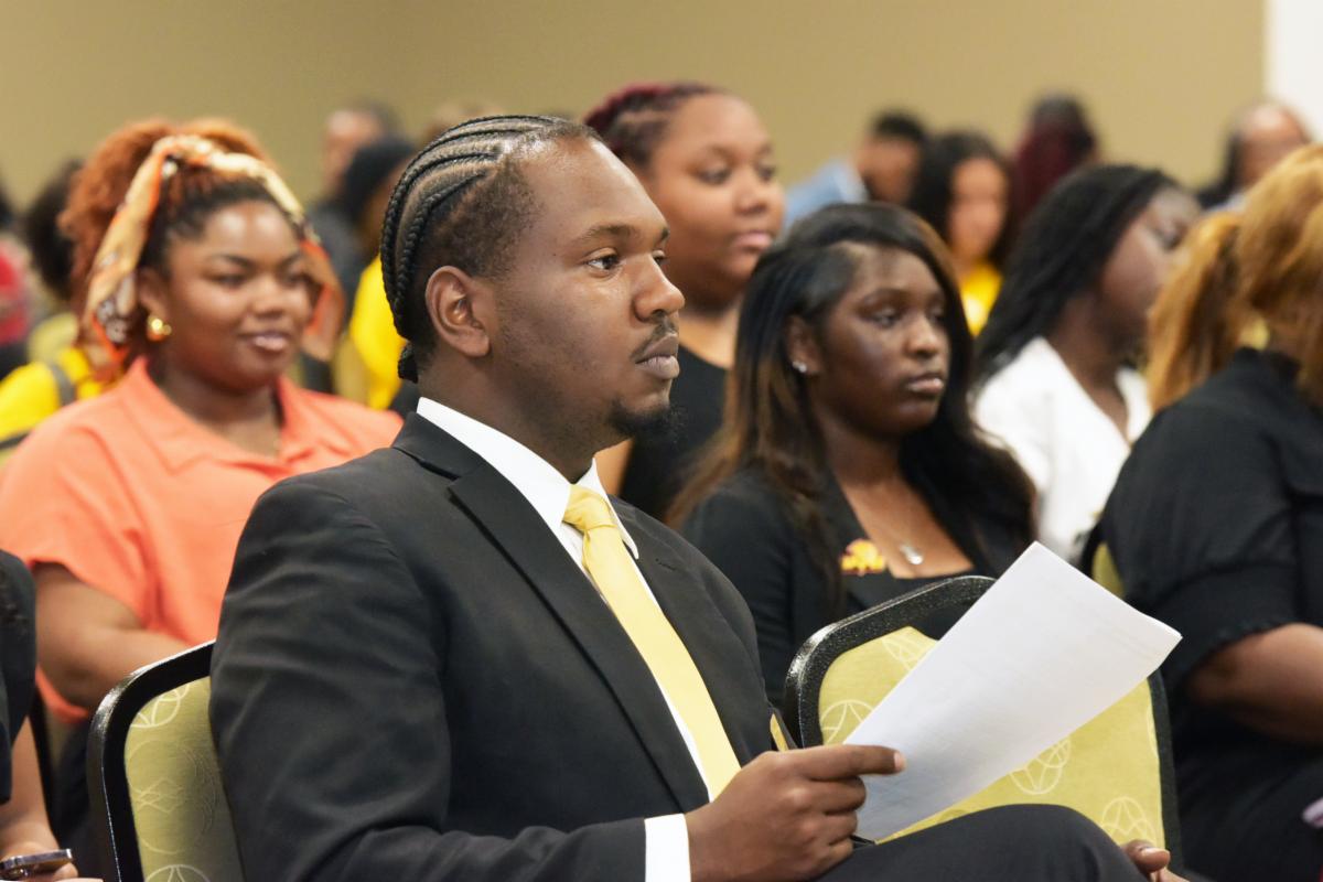 SGA President and Students Listen at Town Hall