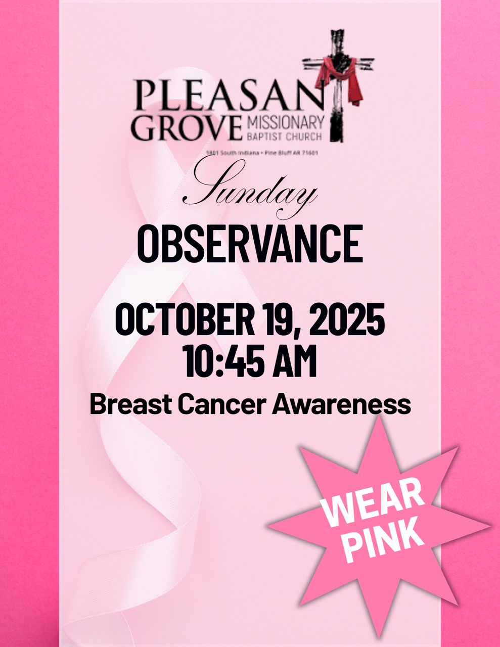 Pleasant Grove MBC Breast Cancer Awareness Sunday Observance