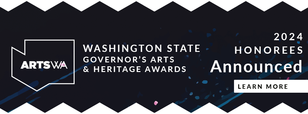 Graphic that says 2024 Governor's Arts & Heritage Awards honorees announced, in bold white type over an illustration of shooting stars.