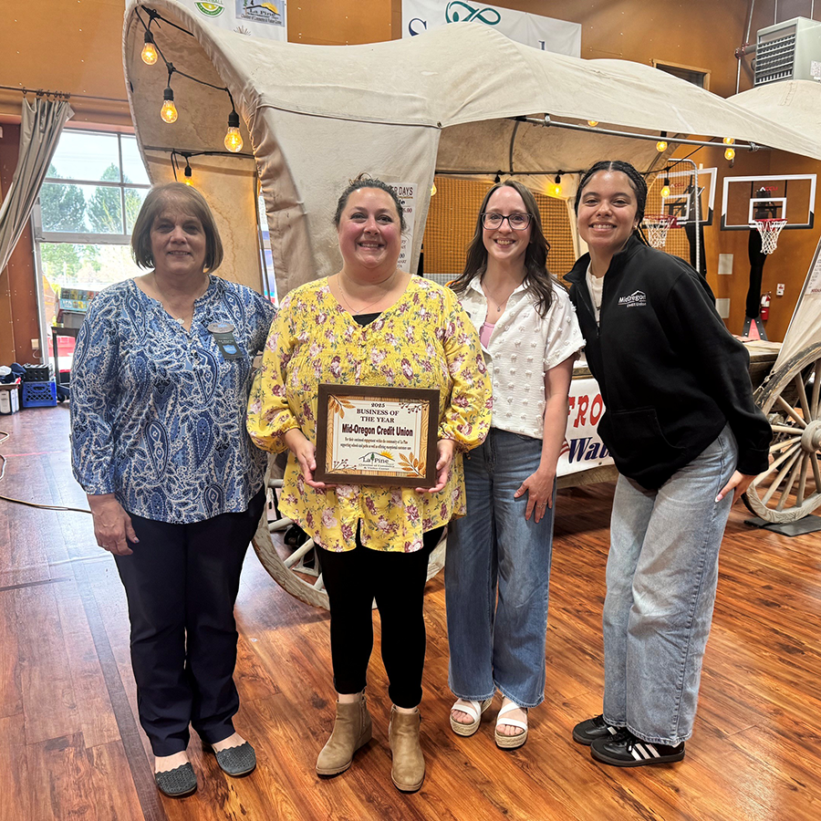 The Mid Oregon Credit Union branch in La Pine has been awarded the Business of the Year award from the La Pine Chamber of Commerce.