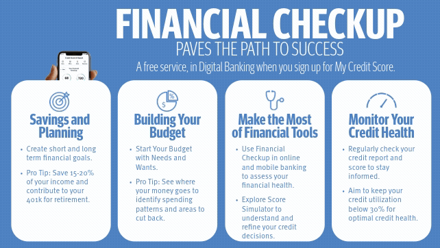 Financial Checkup a free service when you sign up for Digital Banking My Credit Score