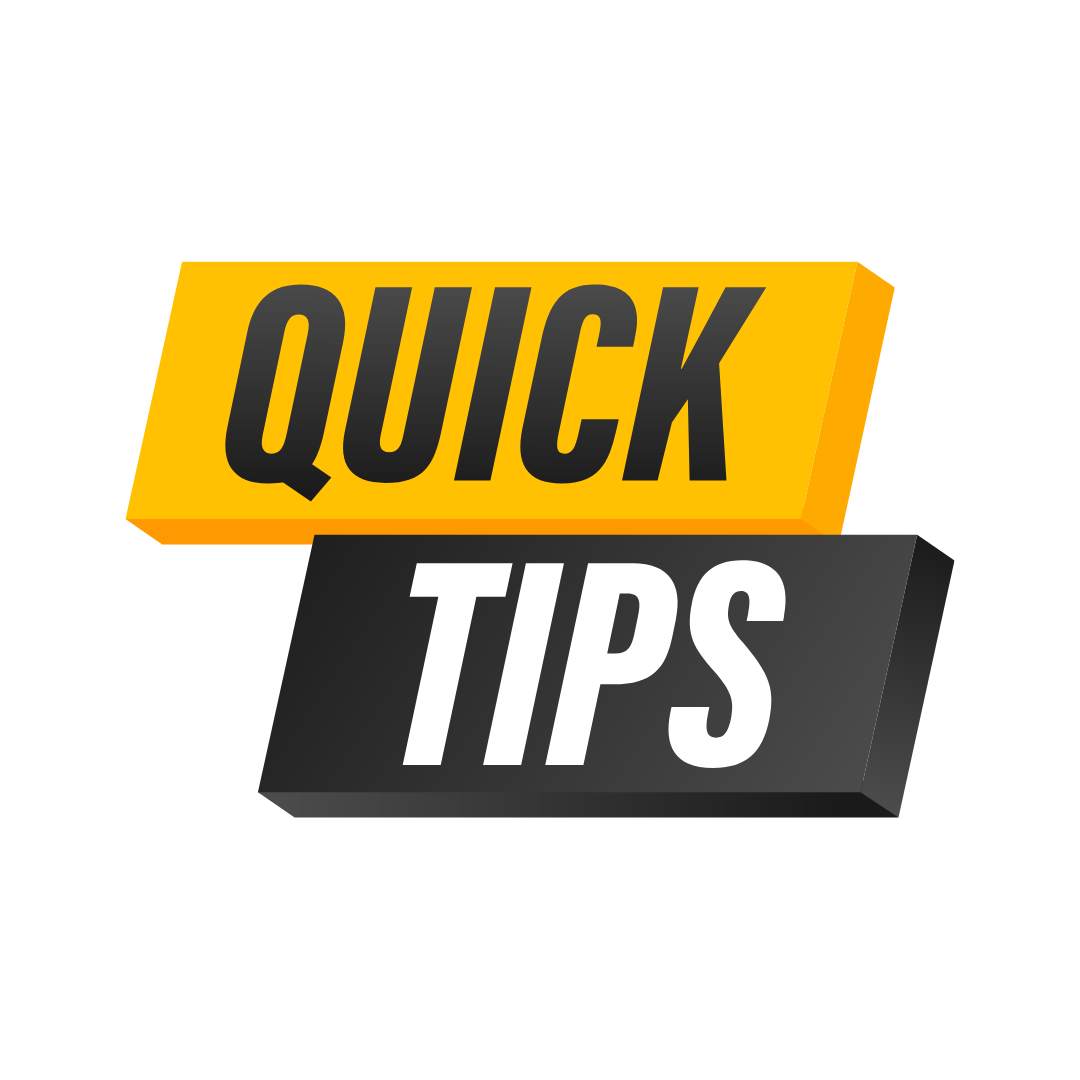 Icon reading Quick Tips in yellow and black text boxes