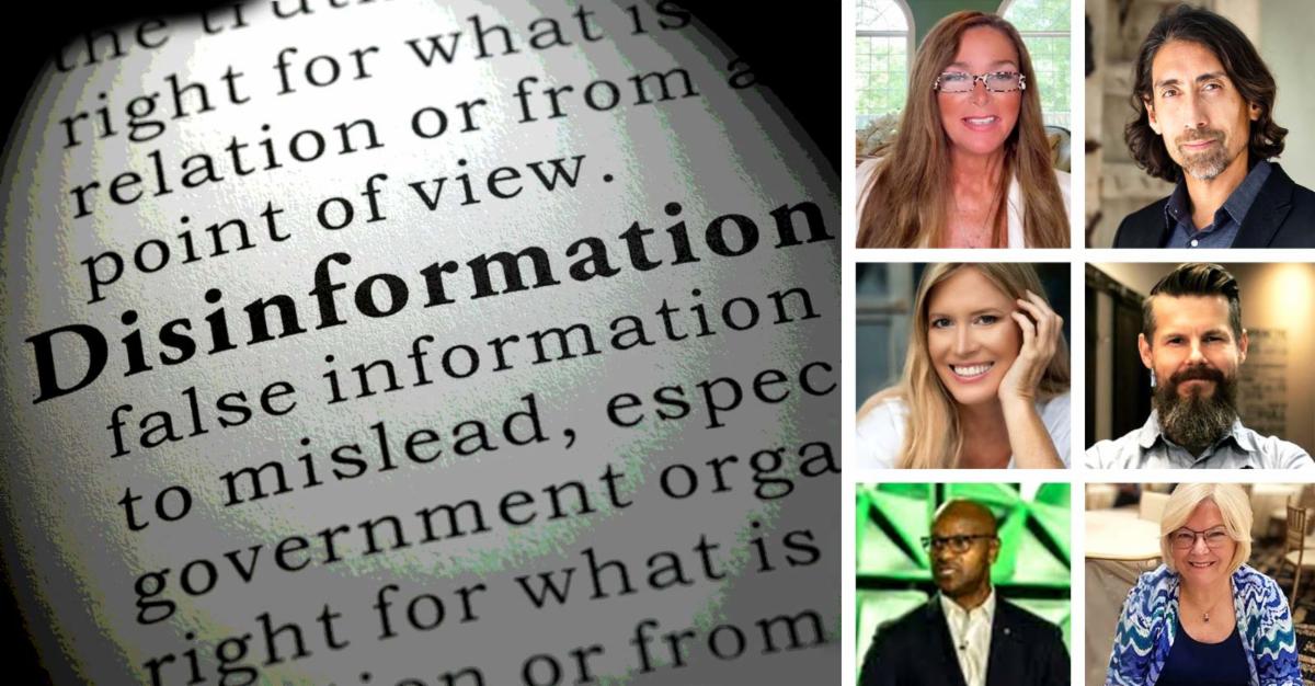 six members and word "disinformation" 