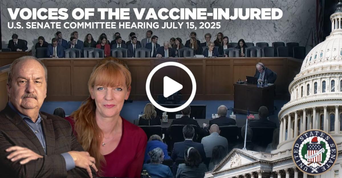 Voices of the Vaccine Injured Senate Committee Hearing image featuring Brian Hooker and Polly Tommey