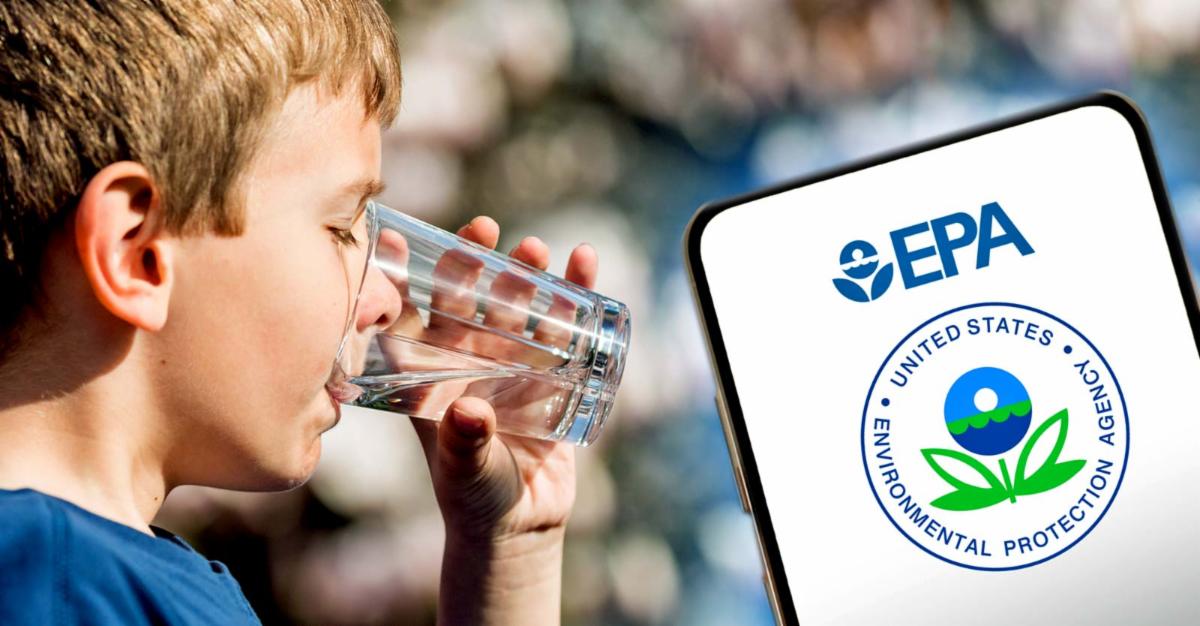 child drinking water and epa logo