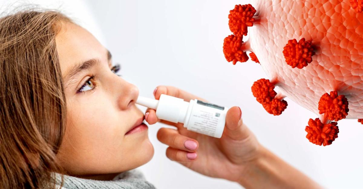 nasal vaccine in a woman nose