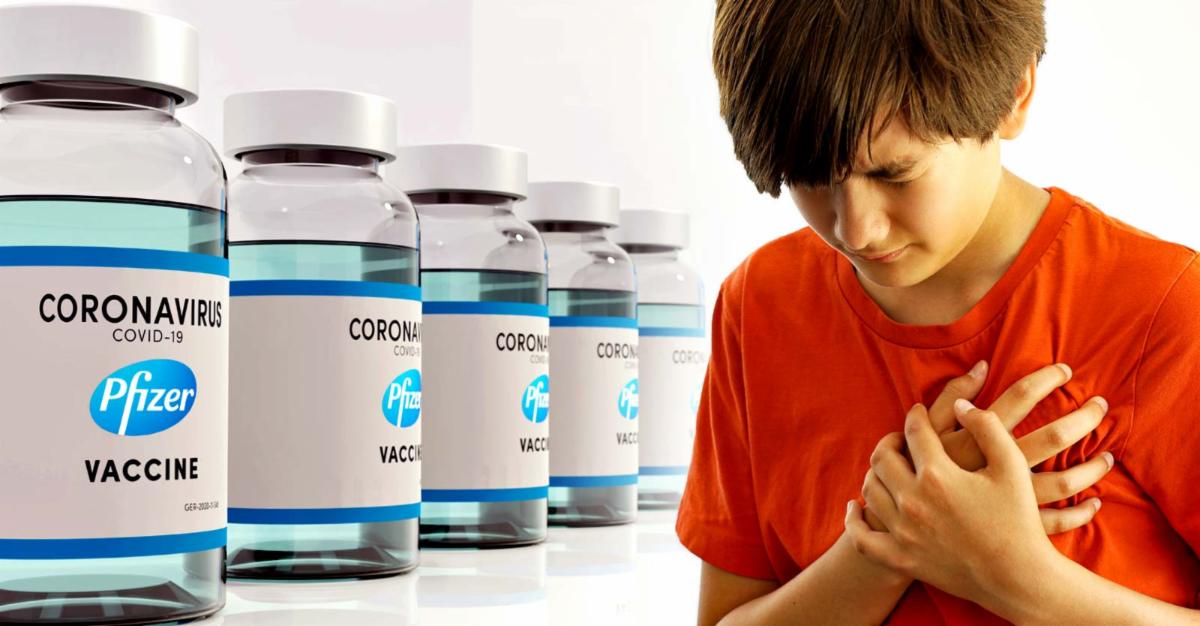 pfizer covid vaccine and boy holding heart