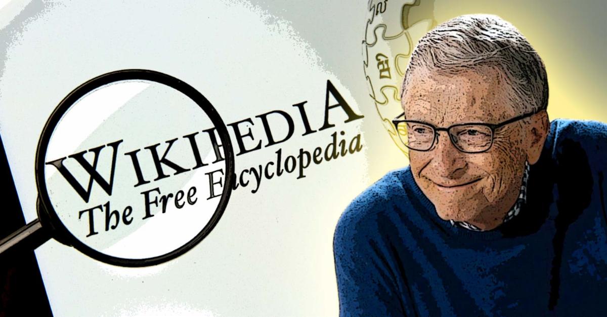 bill gates and wikipedia logo