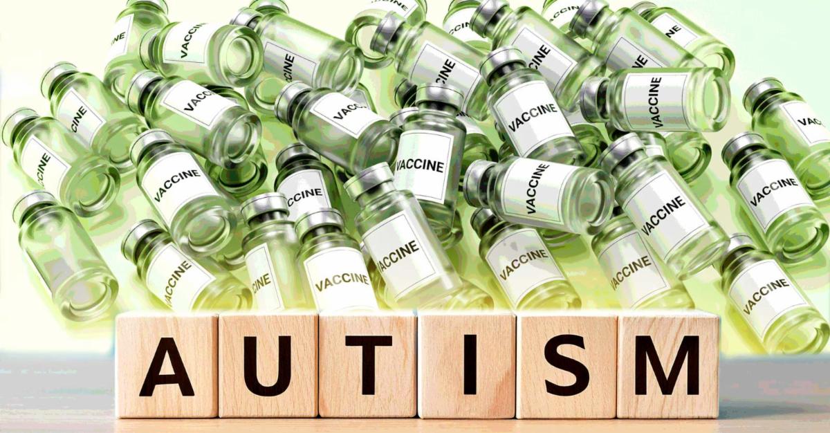 vaccine bottles and word "autism"