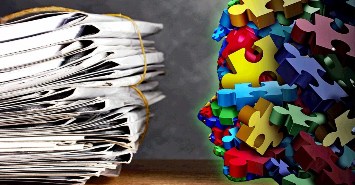 puzzle face with file folders on the left