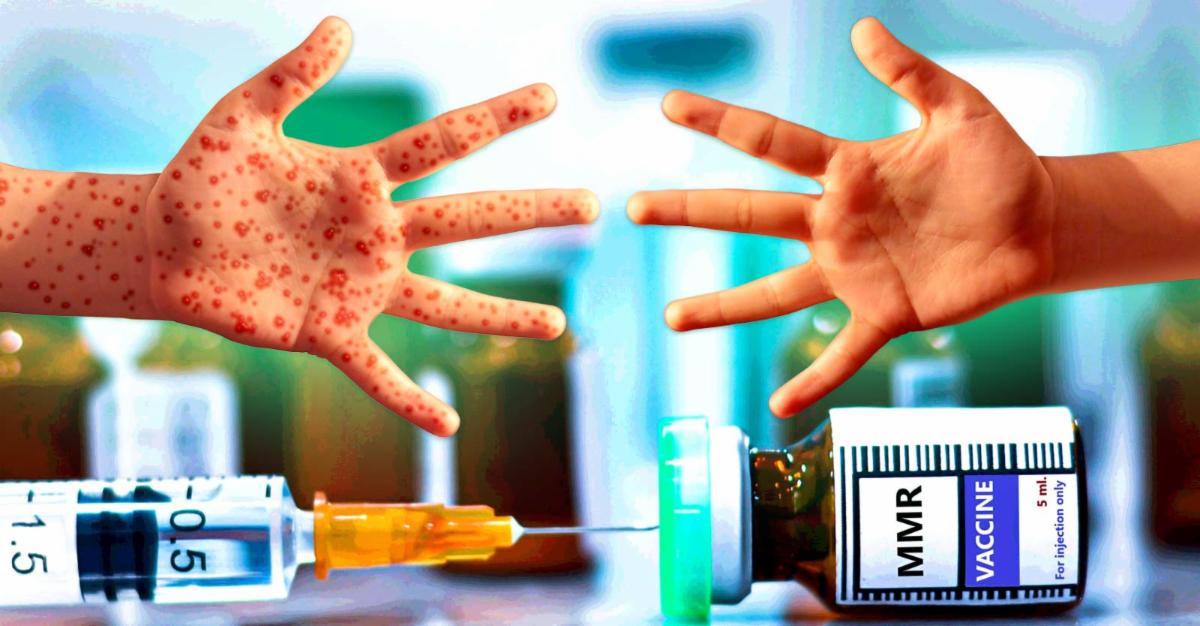 mmr vaccine and two hands 