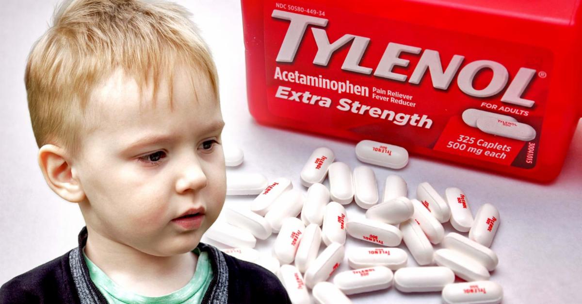 tylenol bottle and boy
