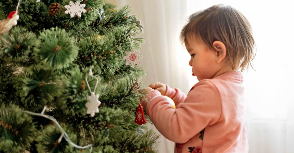 christmas tree and child