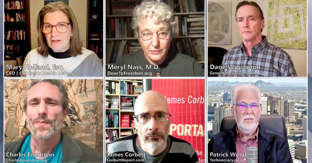 mary holland, meryl nass, dane wigington, charles eisenstein, james corbett and patrick wood