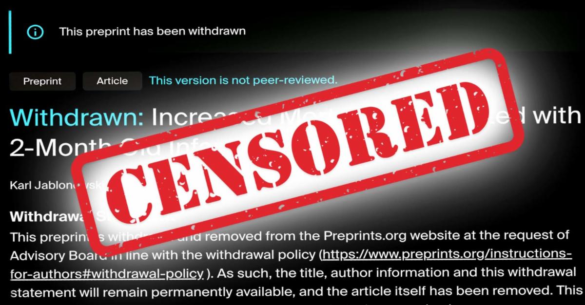 screenshot of withdrawn article and word "Censored" 