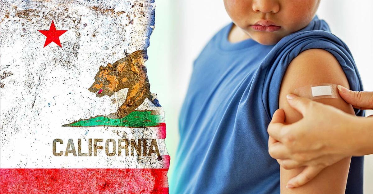 california flag and boy with bandage