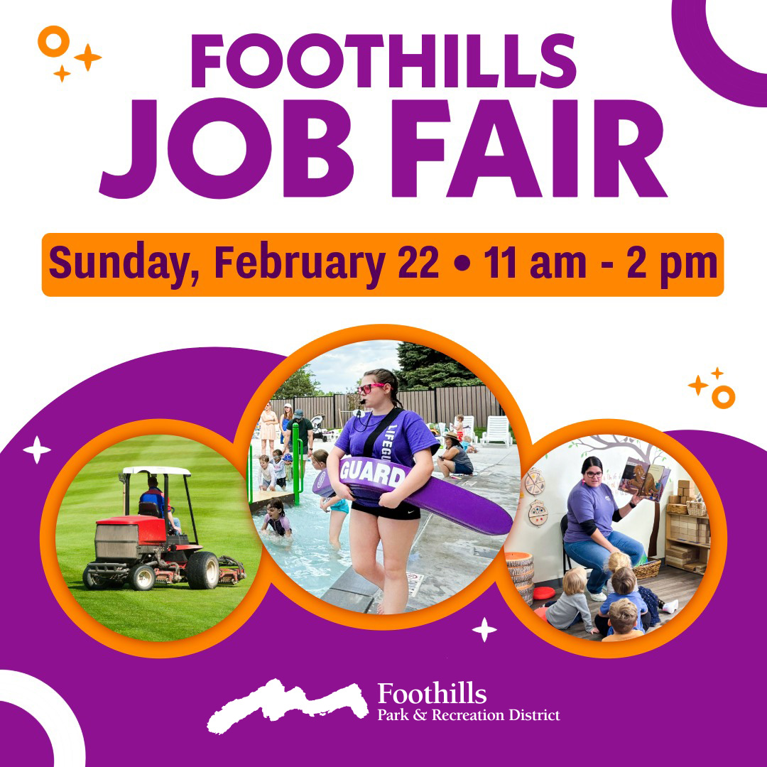Poster advertising Foothills Job Fair with date and time.