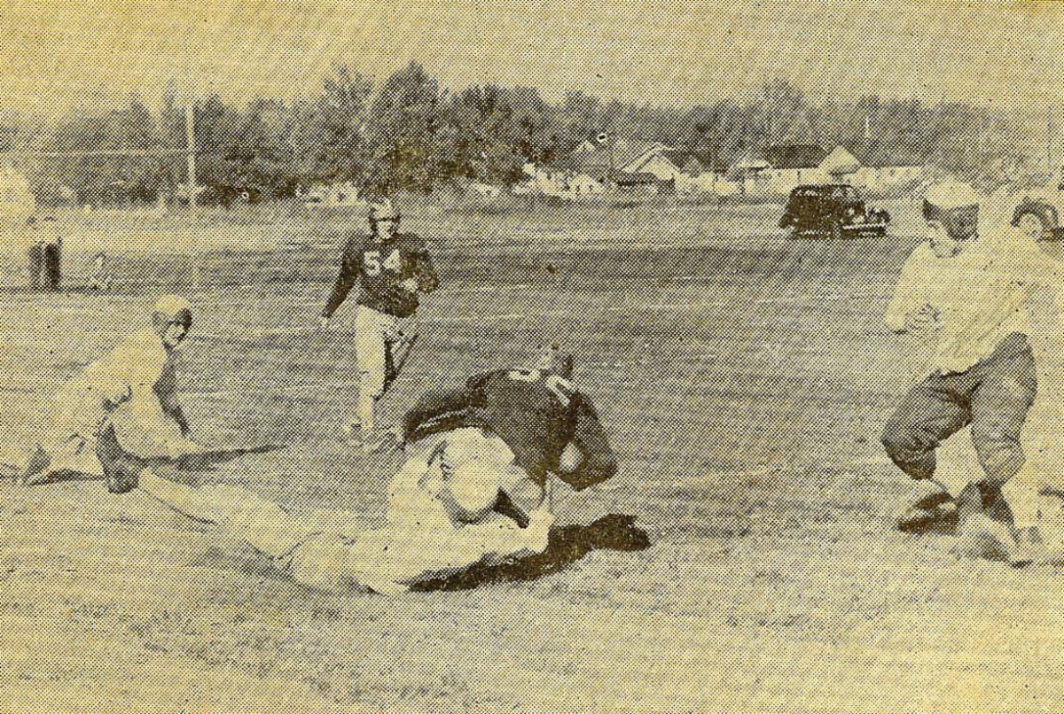 A clipping from East Jefferson Sentinel about a Bear Creek football game on Oct. 19, 1945.