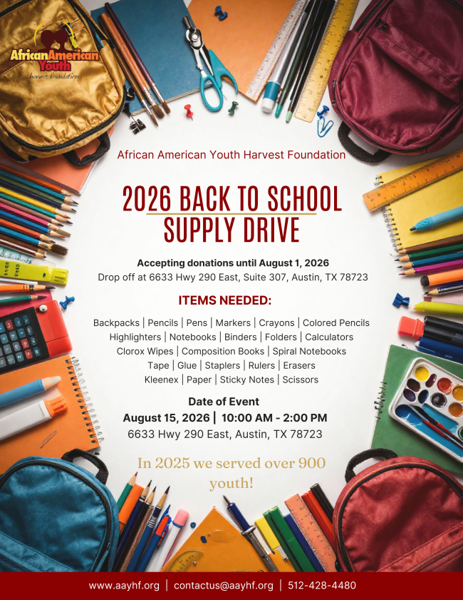 2026 Back to School Supply Drive flyer