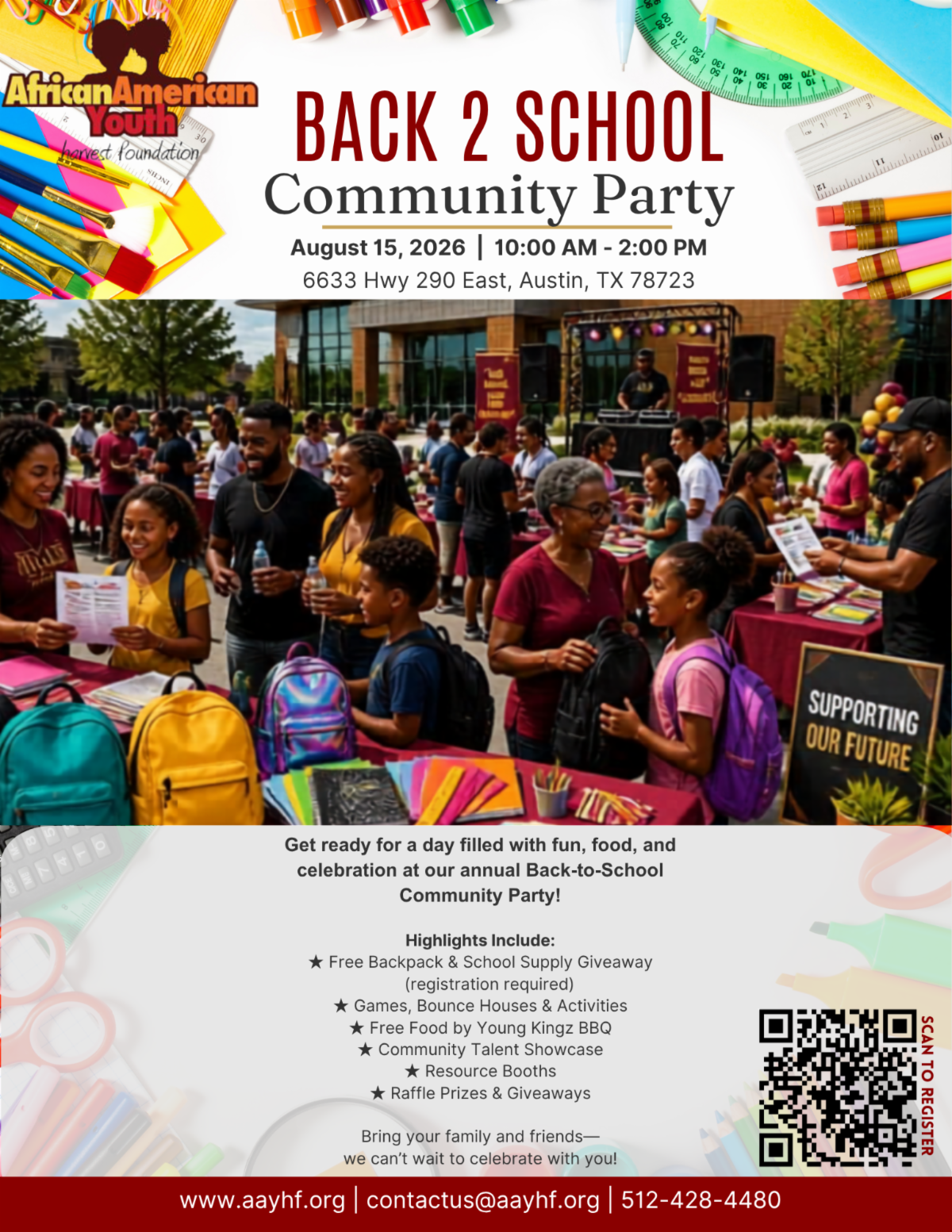 2026 Back 2 School Community Party flyer