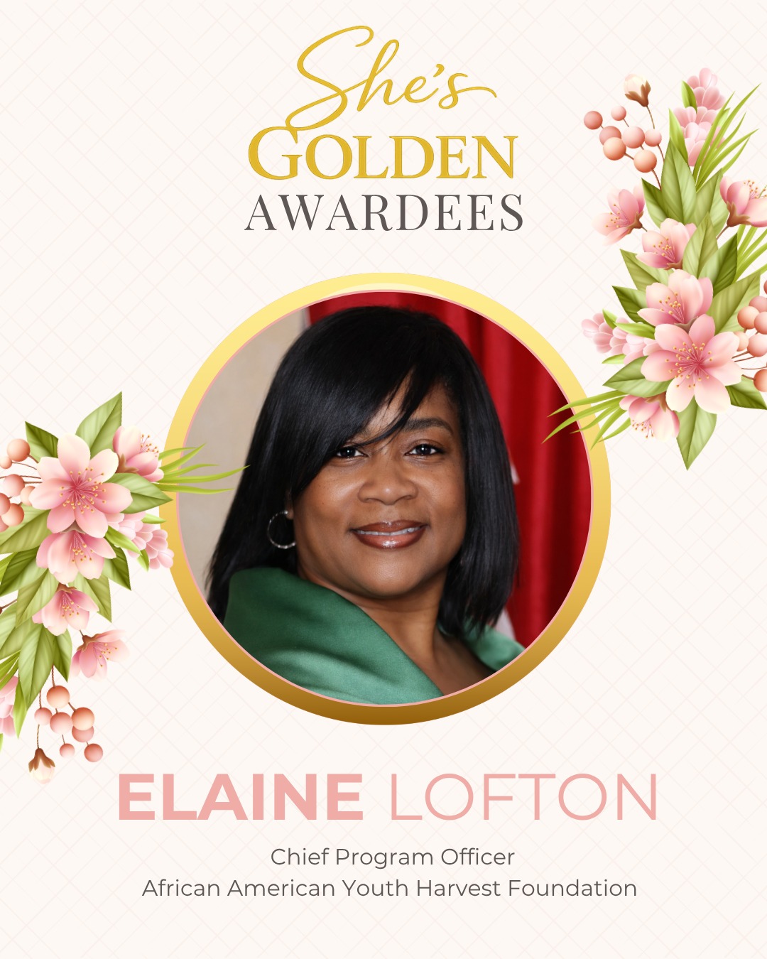 She's Golden Awardee Elaine Lofton flyer