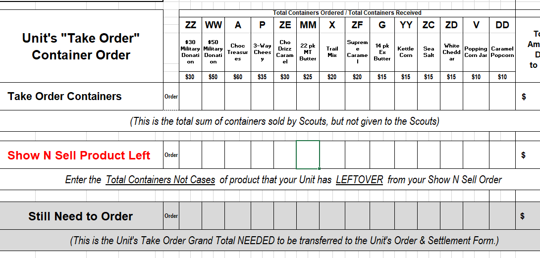 Prizes and Take Orders