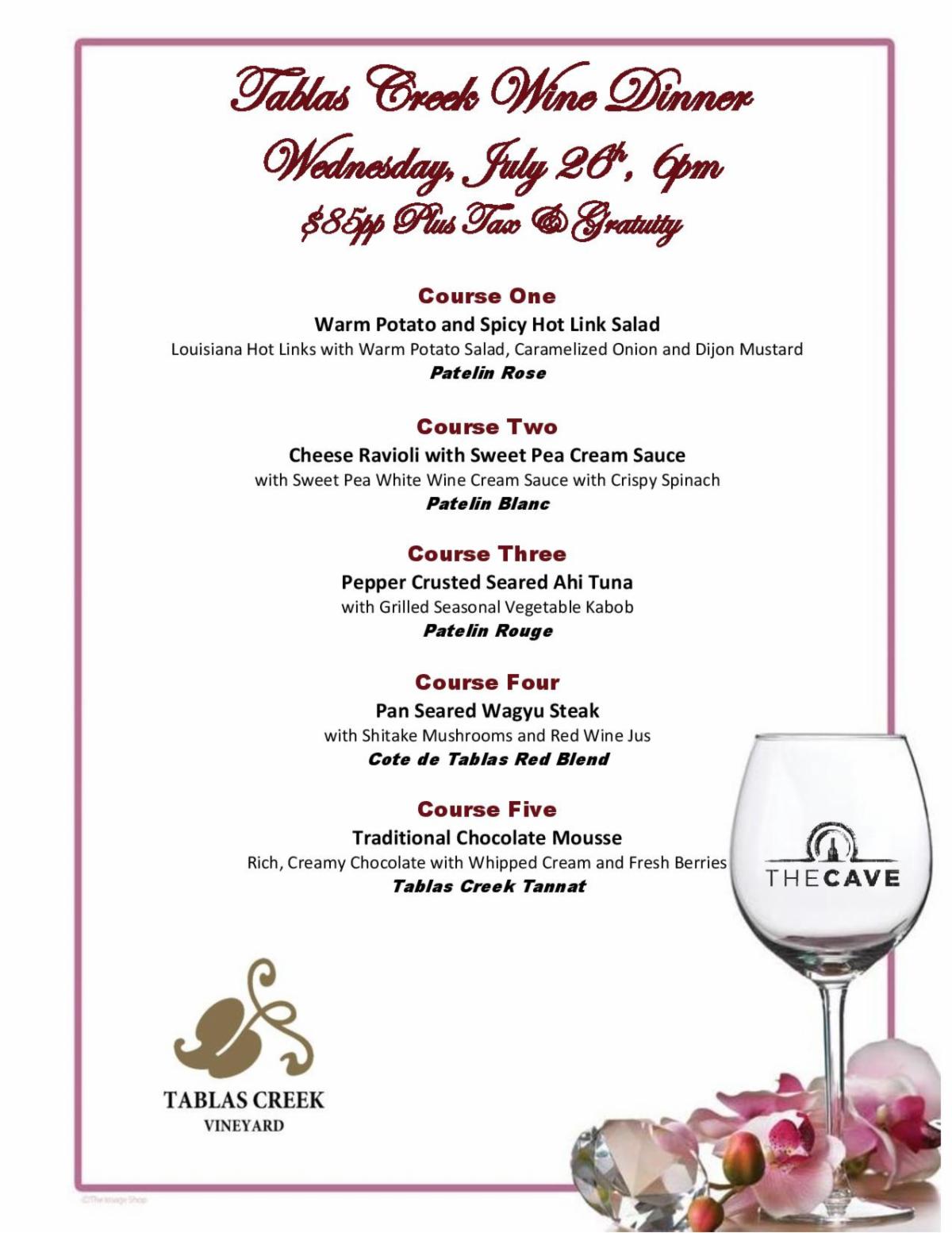 Reservations are now Open for our Tablas Creek Vineyard Wine Dinner