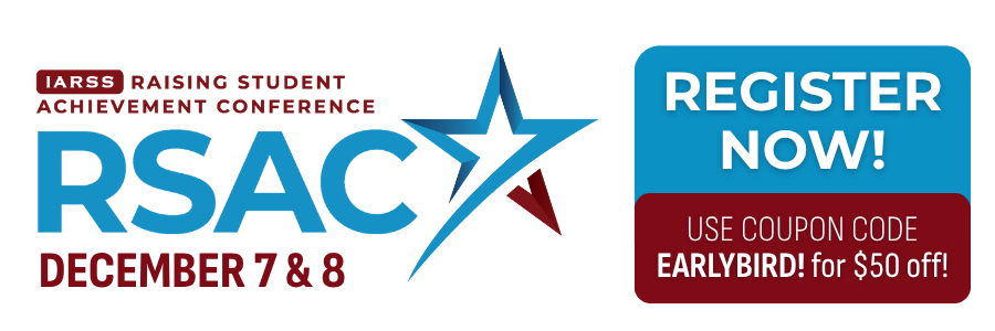 Logo for the Raising Student Achievement Conference on December 7 and 8. There is text to the right of it that reads 'Register Now! Use code Earlybird for $50 dollars off'