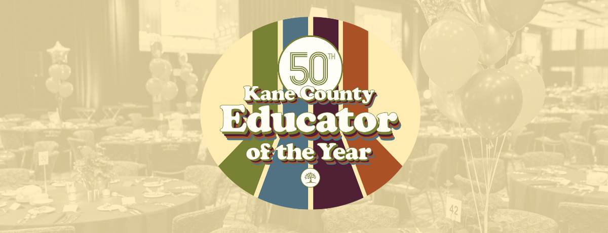 Graphic of logo for the 50th Kane County Educator of the Year