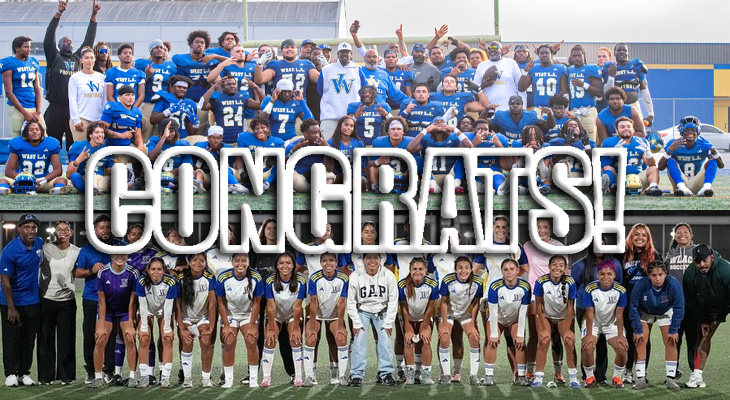 Group photos of the Wildcats Football & Soccer Teams celebrating successful seasons