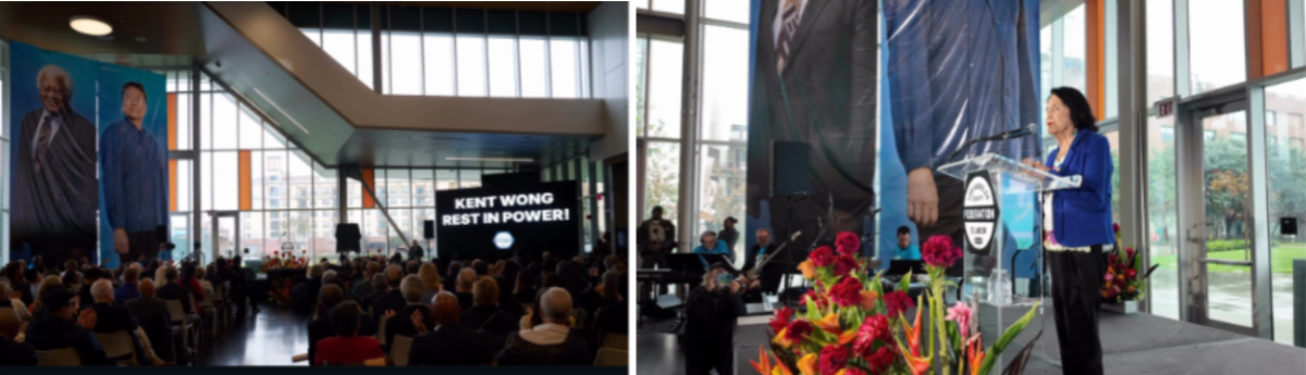 Dolores Huerta addresses memorial attendees