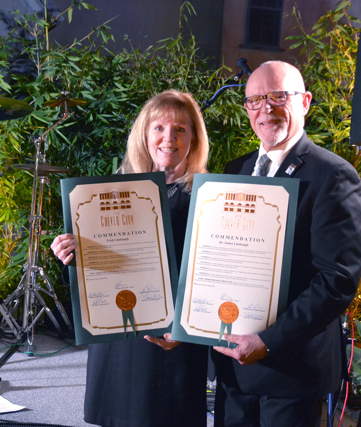 WLAC President James M. Limbaugh and his wife Trish receiving awards
