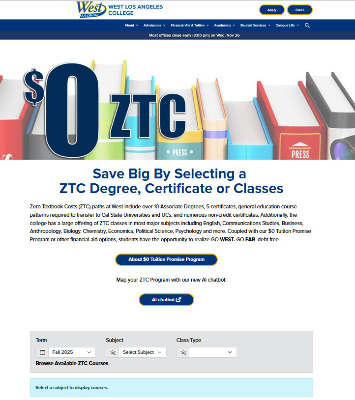 New ZTC web page at West