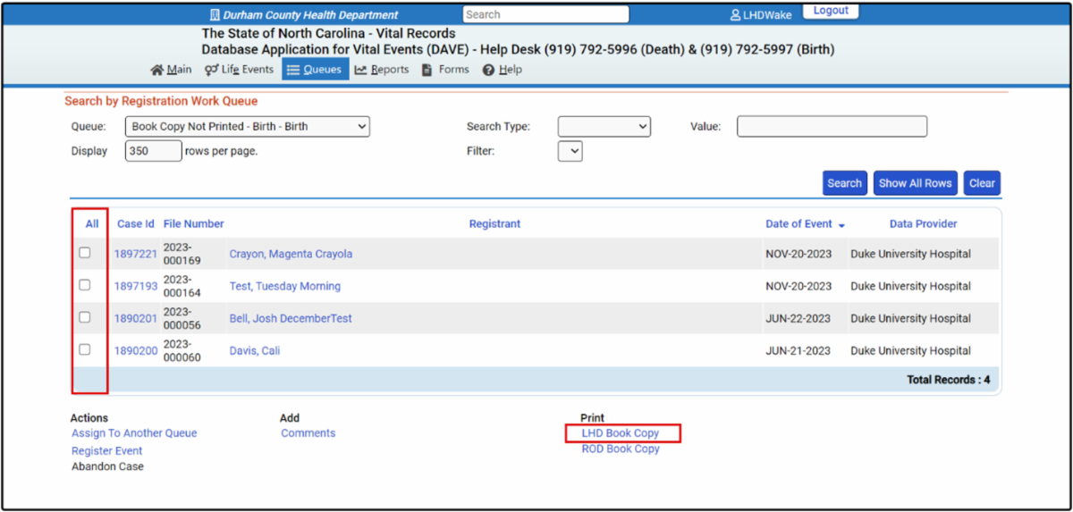 For Action ROD and LHD Missing Local File Number Work Around