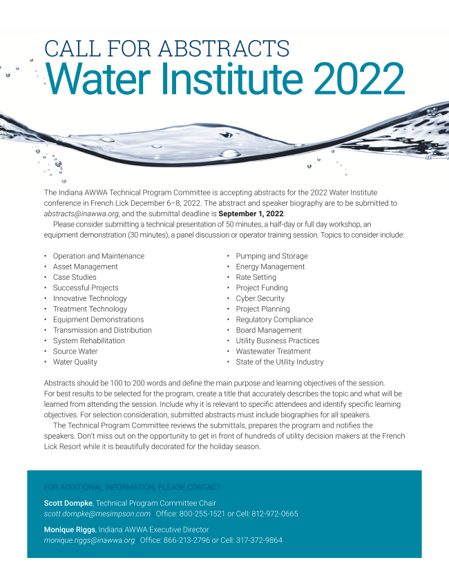 Registration is Open 2022 Water Institute & Equipment Expo December 68 in Beautiful French