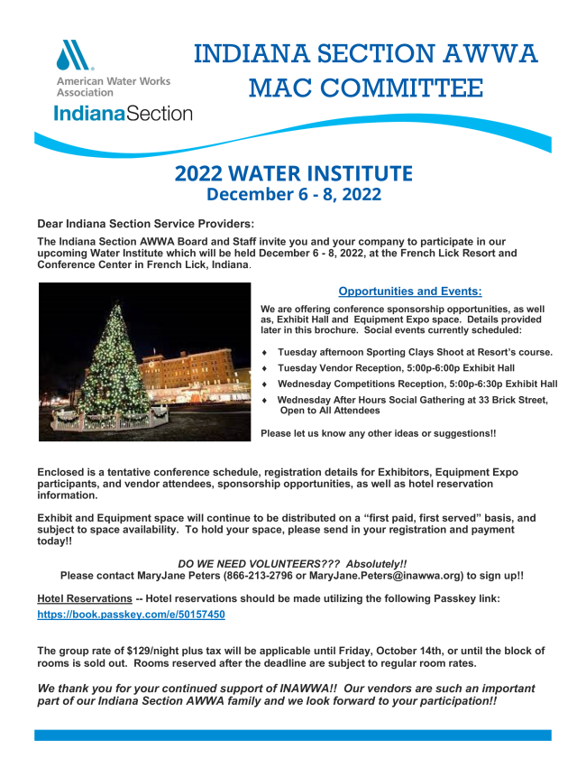 Registration is Open 2022 Water Institute & Equipment Expo December 68 in Beautiful French